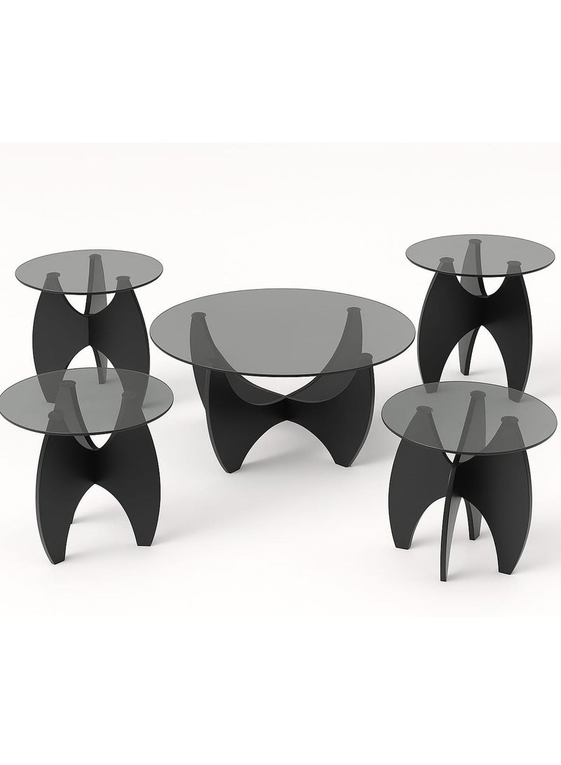 Concent Glass and wood serving table sets - Image 1